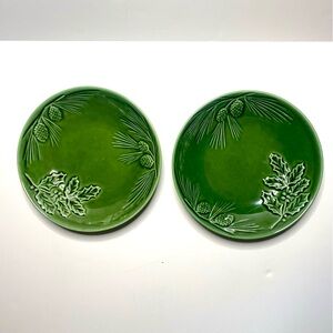 2 New Lennox Green Rustic Pine Soup/Cereal Bowl 9”